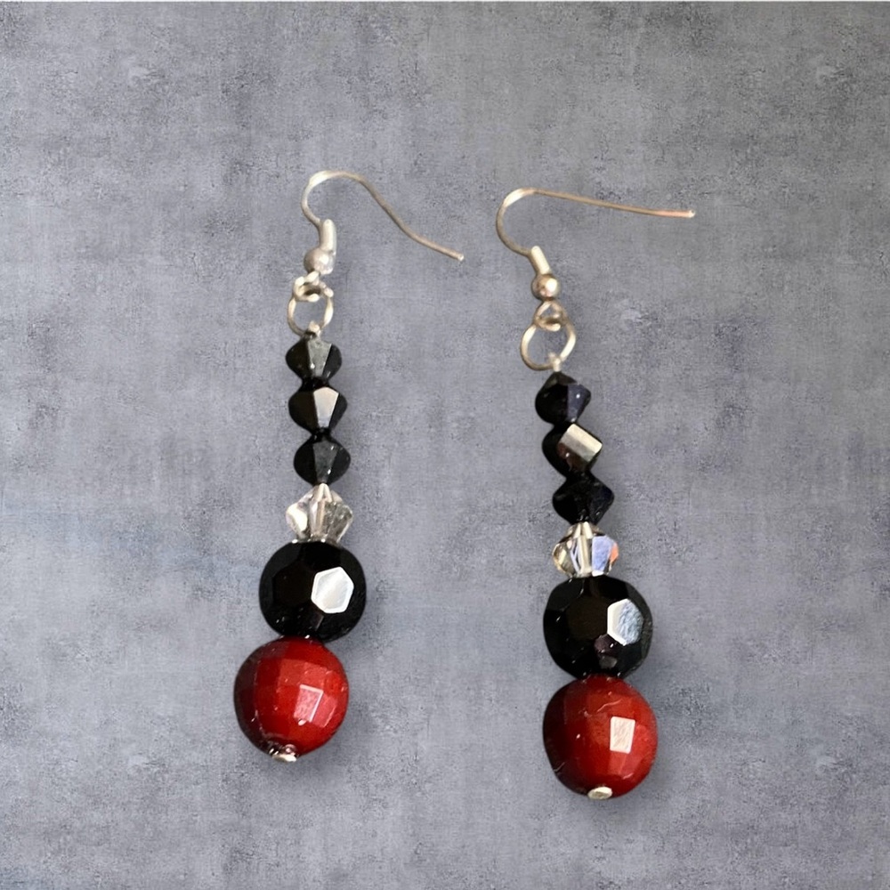 Handmade Multicolored Plastic Beaded Dangle Drop Earrings